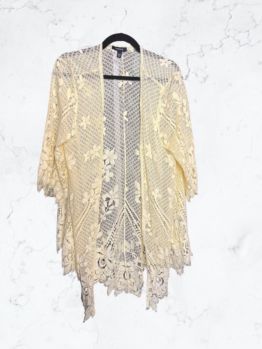torrid Cream Lace Open-Front Cardigan